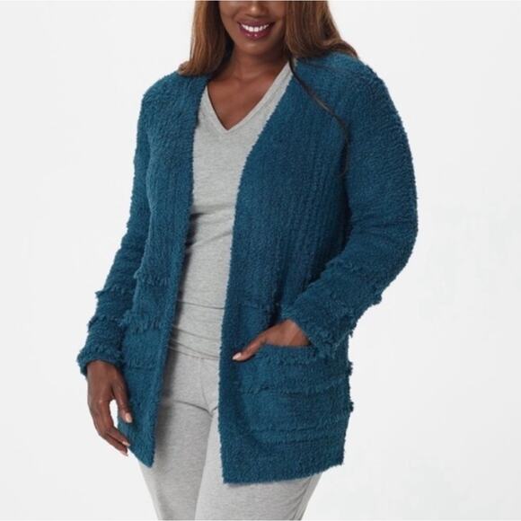 Barefoot Dreams Teal CozyChic Boardwalk Cardigan Sweater - Picture 3 of 12